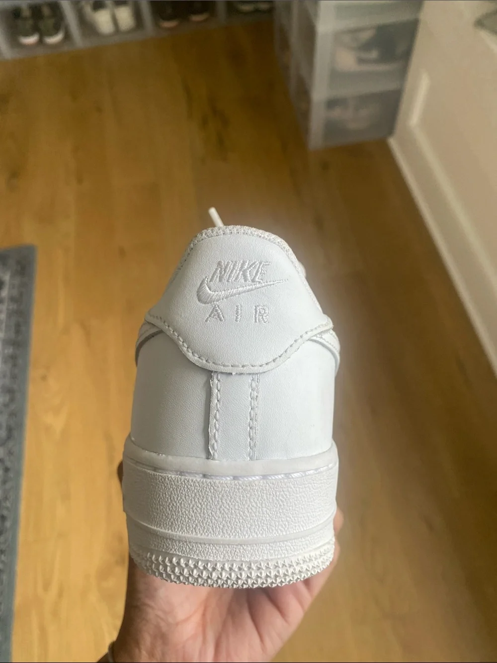 Nike Air Force Kids All-White Low-Top Leather Sneakers